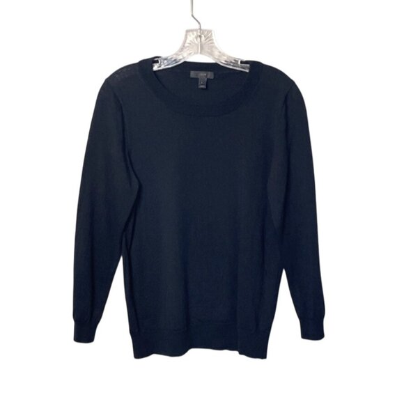 J.Crew Women's Black Merino Wool Crewneck Pullover Lightweight Sweater Size L - Picture 5 of 5